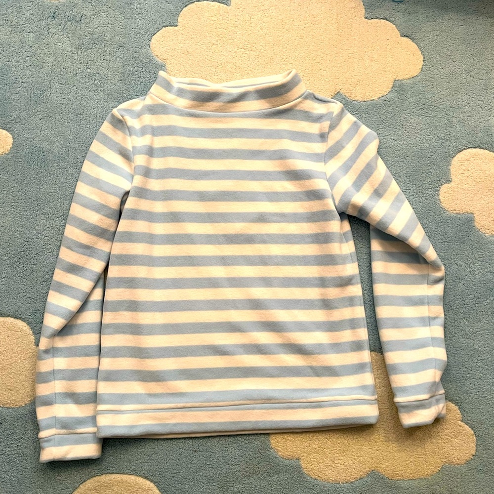 Dudley Stephens Brighton fleece mock neck blue white striped new with tags